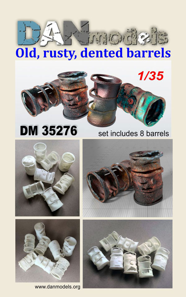 DM 35276 rusty, old, burnt barrels. Set of 8 pcs. resin. 3D printing