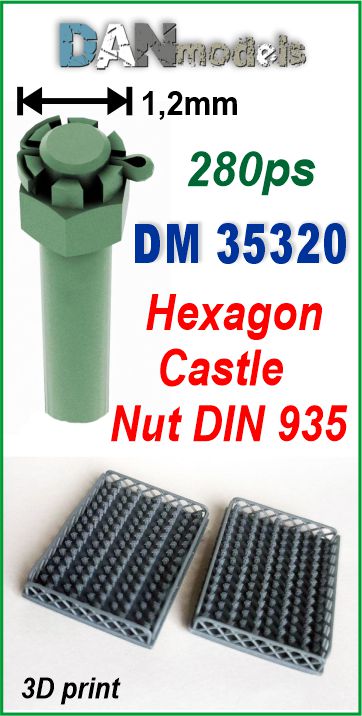 DM 35320 Hexagon Castle Nut. 1.2mm. 3D print