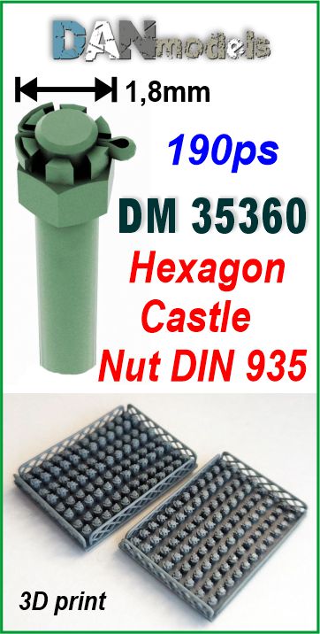 DM 35360 Hexagon Castle Nut. 1.4mm. 3D print