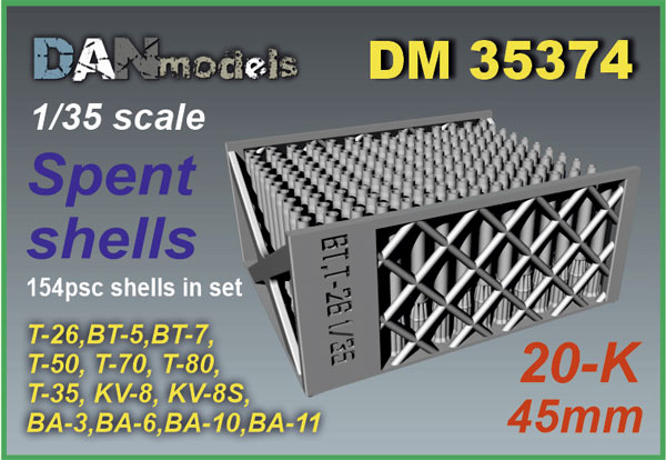 DM 35374 Spent  shells. T-26,BT-5,BT-7, T-50, T-70, T-80, T-35, KV-8, KV-8S, BA-3,BA-6,BA-10,BA-11. 1/35